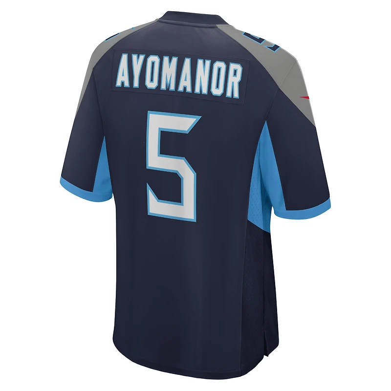 Maillot Nike Elic Ayomanor bleu marine pour homme des Titans du Tennessee