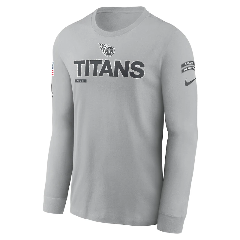 T-shirt à manches longues Nike Tennessee Titans 2024 Salute To Service pour homme Gris