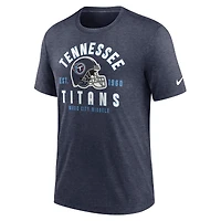 T-shirt Nike bleu marine chiné Tennessee Titans Tri-Blend pour homme