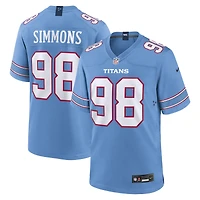 Maillot de match Nike Jeffery Simmons bleu clair des Titans du Tennessee pour homme