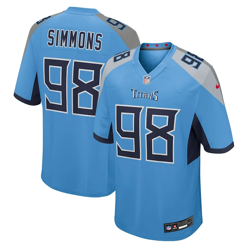 Men's Nike Jeffery Simmons  Light Blue Tennessee Titans Team Game Jersey