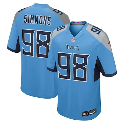 Maillot Nike Jeffery Simmons bleu clair pour homme des Titans du Tennessee