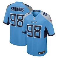 Maillot Nike Jeffery Simmons bleu clair pour homme des Titans du Tennessee