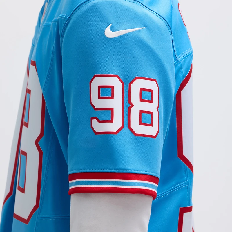 Nike Jeffery Simmons pour homme Bleu clair Tennessee Titans Vapor F.U.S.E. Maillot limité