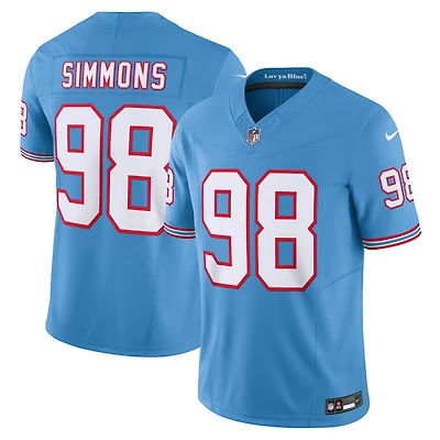 Nike Jeffery Simmons pour homme Bleu clair Tennessee Titans Vapor F.U.S.E. Maillot limité