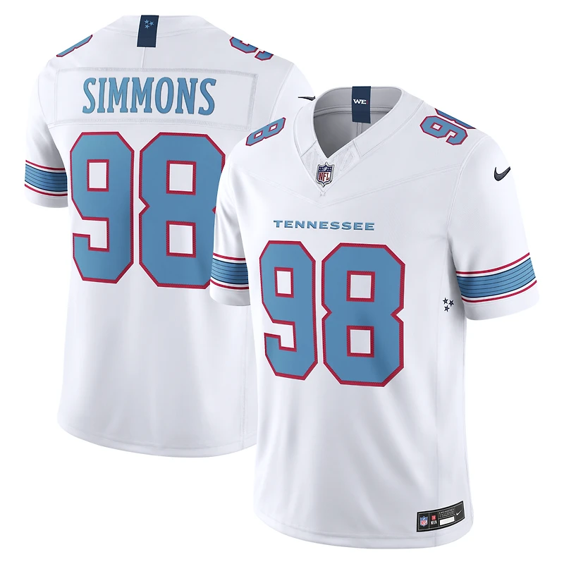 Men's Nike Jeffery Simmons White Tennessee Titans Vapor F.U.S.E. Sewn Down Limited Jersey