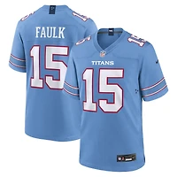 Maillot de match Nike Keldric Faulk bleu clair des Tennessee Titans pour homme