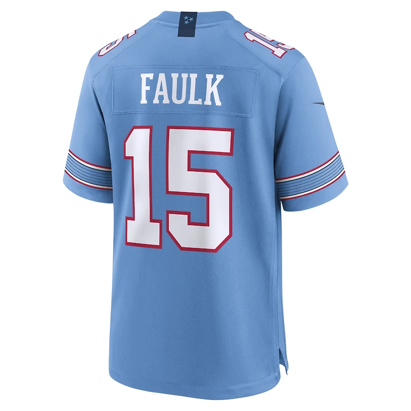 Maillot de match Nike Keldric Faulk bleu clair des Tennessee Titans pour homme