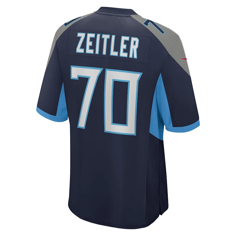Maillot de match l'équipe Nike Kevin Zeitler pour hommes, bleu marine, Tennessee Titans
