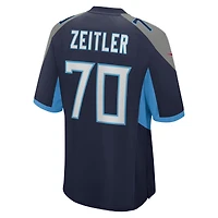 Maillot de match l'équipe Nike Kevin Zeitler pour hommes, bleu marine, Tennessee Titans