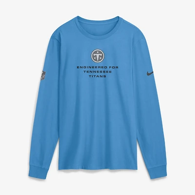 T-shirt à manches longues Nike Dri-FIT bleu clair pour homme, motif étoile audacieuse des Tennessee Titans, en bord de touche