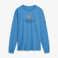 T-shirt à manches longues Nike Dri-FIT bleu clair pour homme, motif étoile audacieuse des Tennessee Titans, en bord de touche