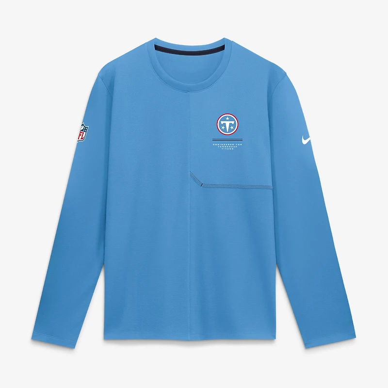 T-shirt à manches longues Nike bleu clair Tennessee Titans Sideline Coaches UV Dri-FIT pour homme