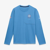T-shirt à manches longues Nike bleu clair Tennessee Titans Sideline Coaches UV Dri-FIT pour homme