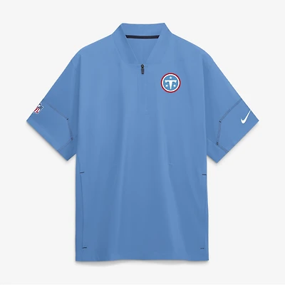 Men's Nike Light Blue Tennessee Titans Sideline Short Sleeve Quarter-Zip Coaches Jacket