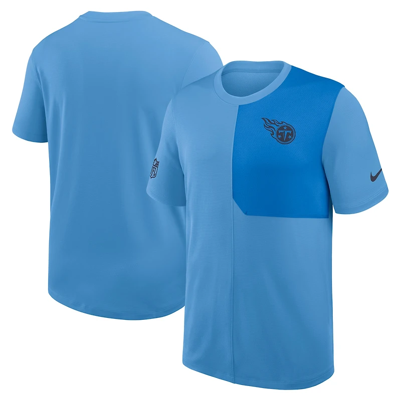 T-shirt d'entraîneur Nike bleu clair Tennessee Titans Sideline UV Dri-Fit pour homme