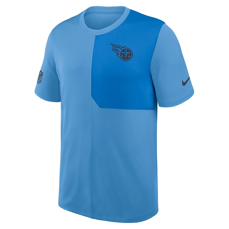 T-shirt d'entraîneur Nike bleu clair Tennessee Titans Sideline UV Dri-Fit pour homme
