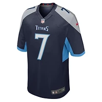Maillot de match joueur Nike Malik Willis pour hommes, bleu marine, Tennessee Titans
