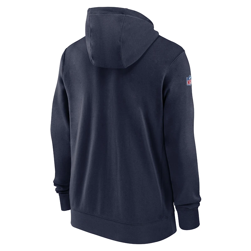 Sweat à capuche entièrement zippé Nike Tennessee Titans 2023/24 Sideline Club pour homme bleu marine