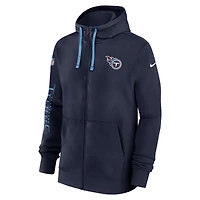 Men's Nike Navy Tennessee Titans 2024 Sideline Club Full-Zip Hoodie