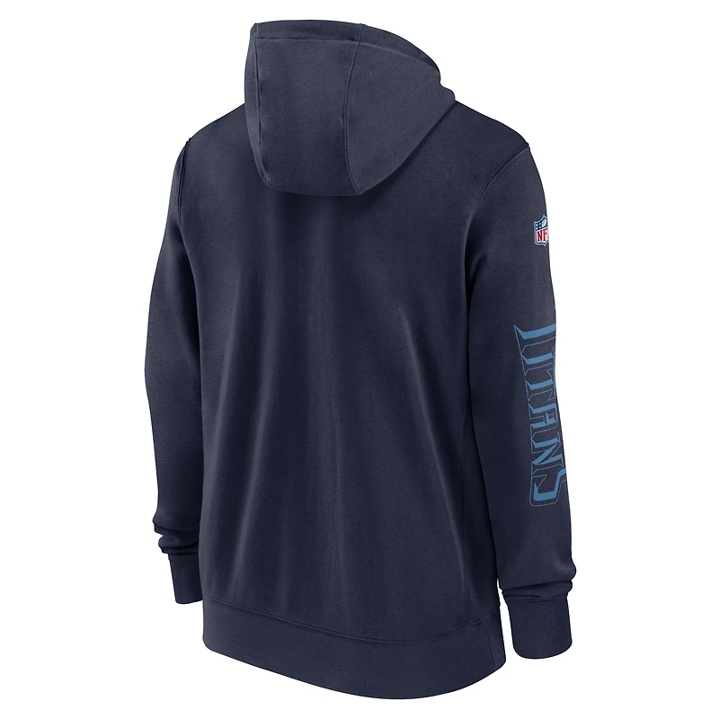 Men's Nike Navy Tennessee Titans 2024 Sideline Club Full-Zip Hoodie