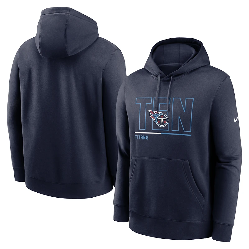 Sweat à capuche en polaire Nike Tennessee Titans City Code Club pour homme, bleu marine