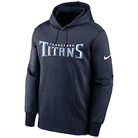 Sweat à capuche Nike Tennessee Titans Fan Gear Wordmark Performance pour homme - Bleu marine
