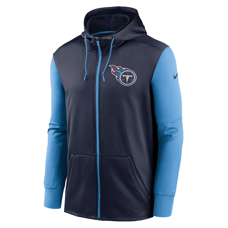 Sweat à capuche entièrement zippé Nike Tennessee Titans Performance pour homme, bleu marine