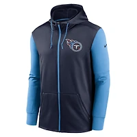 Sweat à capuche entièrement zippé Nike Tennessee Titans Performance pour homme, bleu marine
