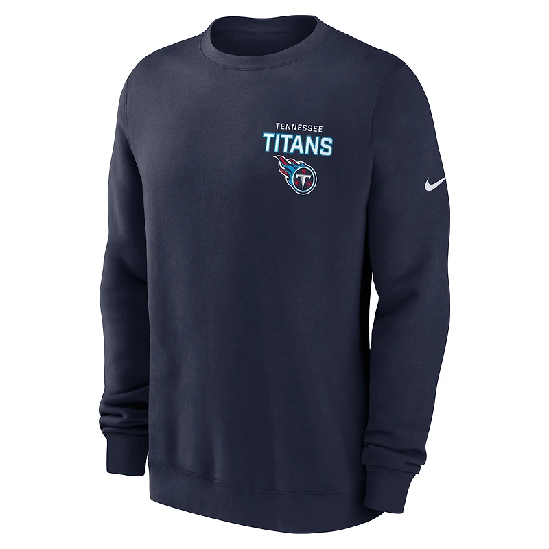 Men's Nike Navy Tennessee Titans Primetime Club Fleece Pullover Sweatshirt