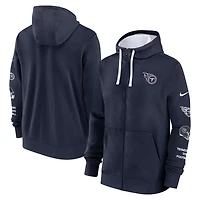 Sweat à capuche Nike bleu marine Tennessee Titans Primetime Club entièrement zippé pour homme