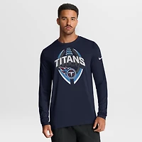T-shirt Nike bleu marine Tennessee Titans Primetime Legend Icon Performance à manches longues pour homme