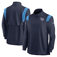 Men's Nike Navy Tennessee Titans Sideline Coach Chevron Lockup Quarter-Zip Long Sleeve Top