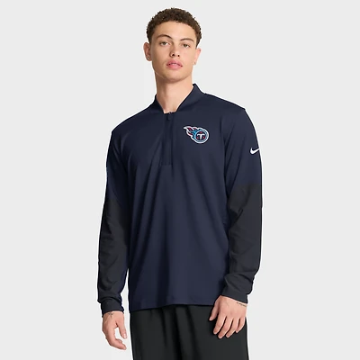 Pull Nike bleu marine Tennessee Titans Sideline Dri-FIT à demi-zip pour homme