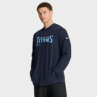 T-shirt à capuche manches longues Nike Tennessee Titans Sideline Pure Fury Dri-FIT bleu marine pour homme