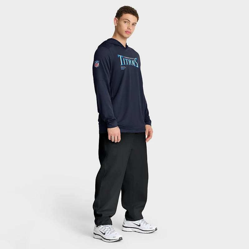 Men's Nike Navy Tennessee Titans Sideline Pure Fury Dri-FIT Long Sleeve Hoodie T-Shirt