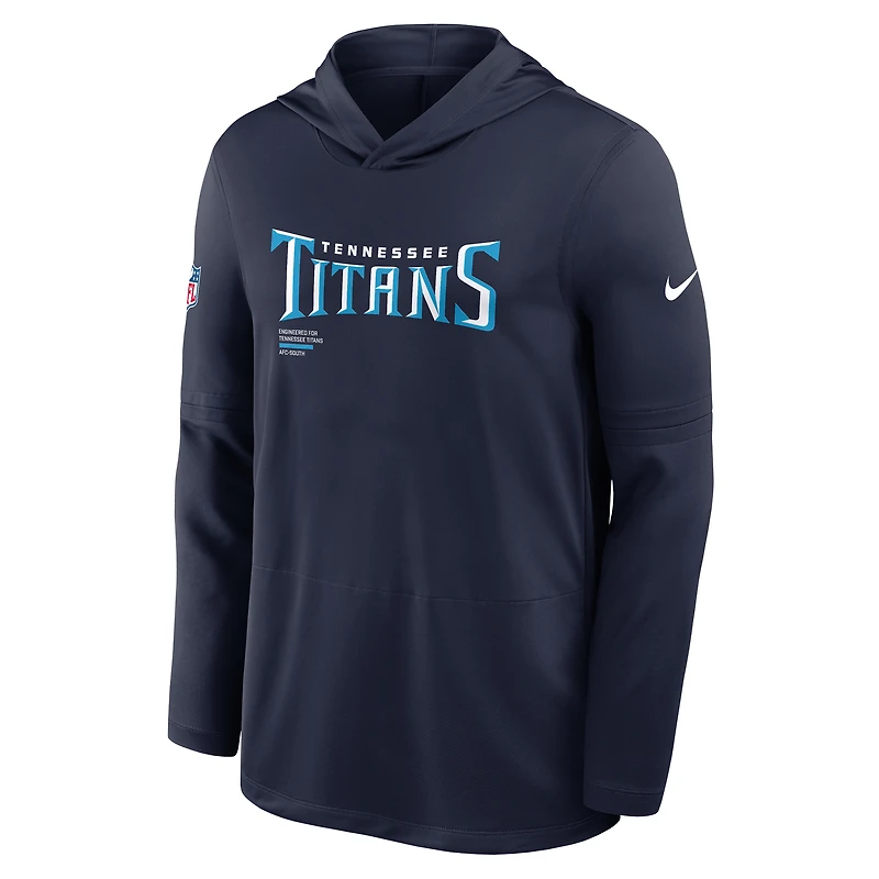 Men's Nike Navy Tennessee Titans Sideline Pure Fury Dri-FIT Long Sleeve Hoodie T-Shirt