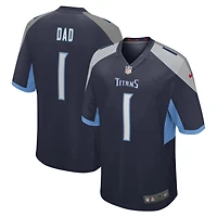 Maillot de match Nike numéro 1 Dad pour hommes, bleu marine, Tennessee Titans