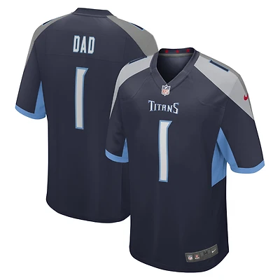Maillot de match Nike numéro 1 Dad pour hommes, bleu marine, Tennessee Titans