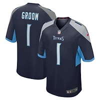 Men's Nike Number 1 Groom Navy Tennessee Titans Game Jersey