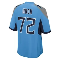 Maillot Nike Olisaemeka Udoh pour homme, bleu poudre, équipe des Titans du Tennessee