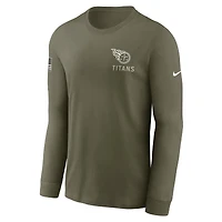 Men's Nike Olive Tennessee Titans 2025 Salute to Service Sideline Long Sleeve T-Shirt