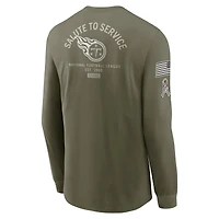 Men's Nike Olive Tennessee Titans 2025 Salute to Service Sideline Long Sleeve T-Shirt