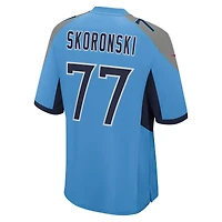 Maillot Nike Peter Skoronski bleu clair pour homme, équipe des Titans du Tennessee