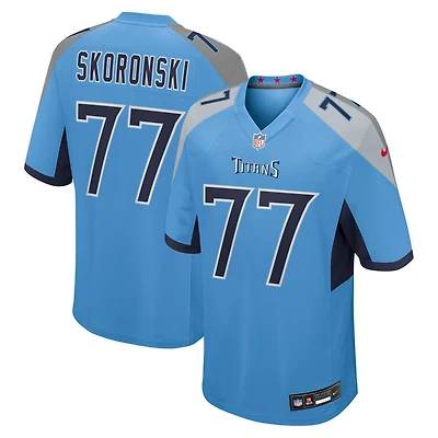 Maillot Nike Peter Skoronski bleu clair pour homme, équipe des Titans du Tennessee