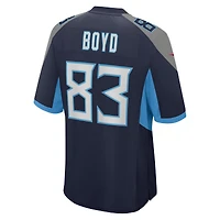 Maillot de match Nike Tyler Boyd bleu marine Tennessee Titans pour homme