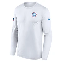 T-shirt à manches longues Nike Legend Dri-FIT blanc Tennessee Titans Sideline avec petit logo pour homme