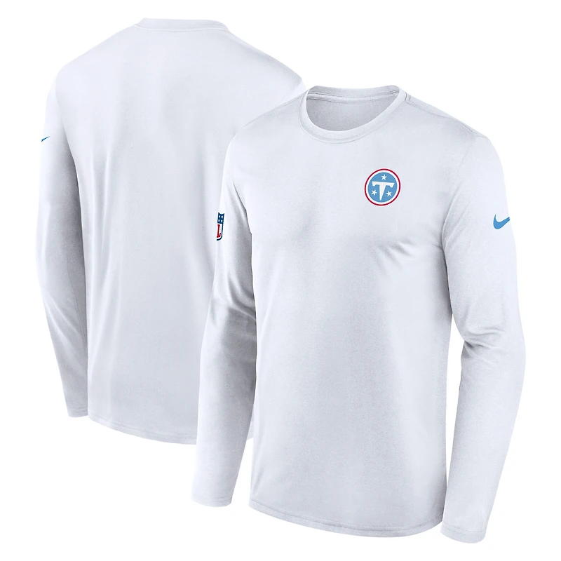 Men's Nike White Tennessee Titans Sideline Small Logo Legend Dri-FIT Long Sleeve T-Shirt