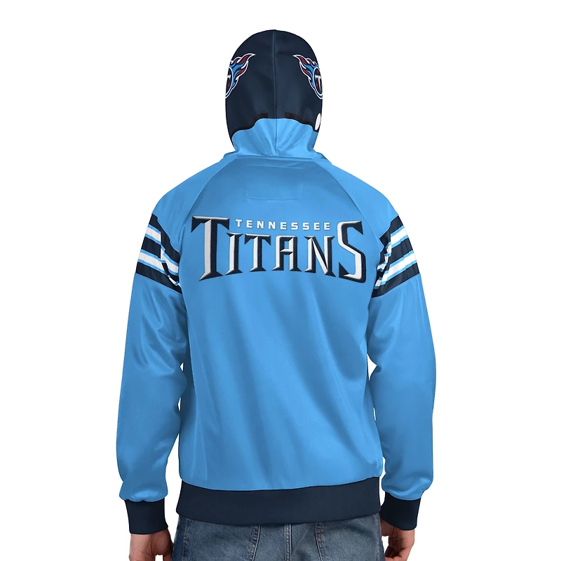 Veste de survêtement à capuche zippée pour homme Pro Player bleu clair/bleu marine Tennessee Titans Helmet