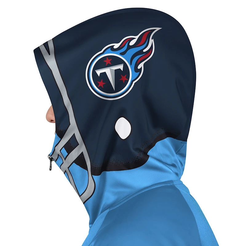 Men's Pro Player Light Blue/Navy Tennessee Titans Helmet Full-Zip Hooded Track Jacket